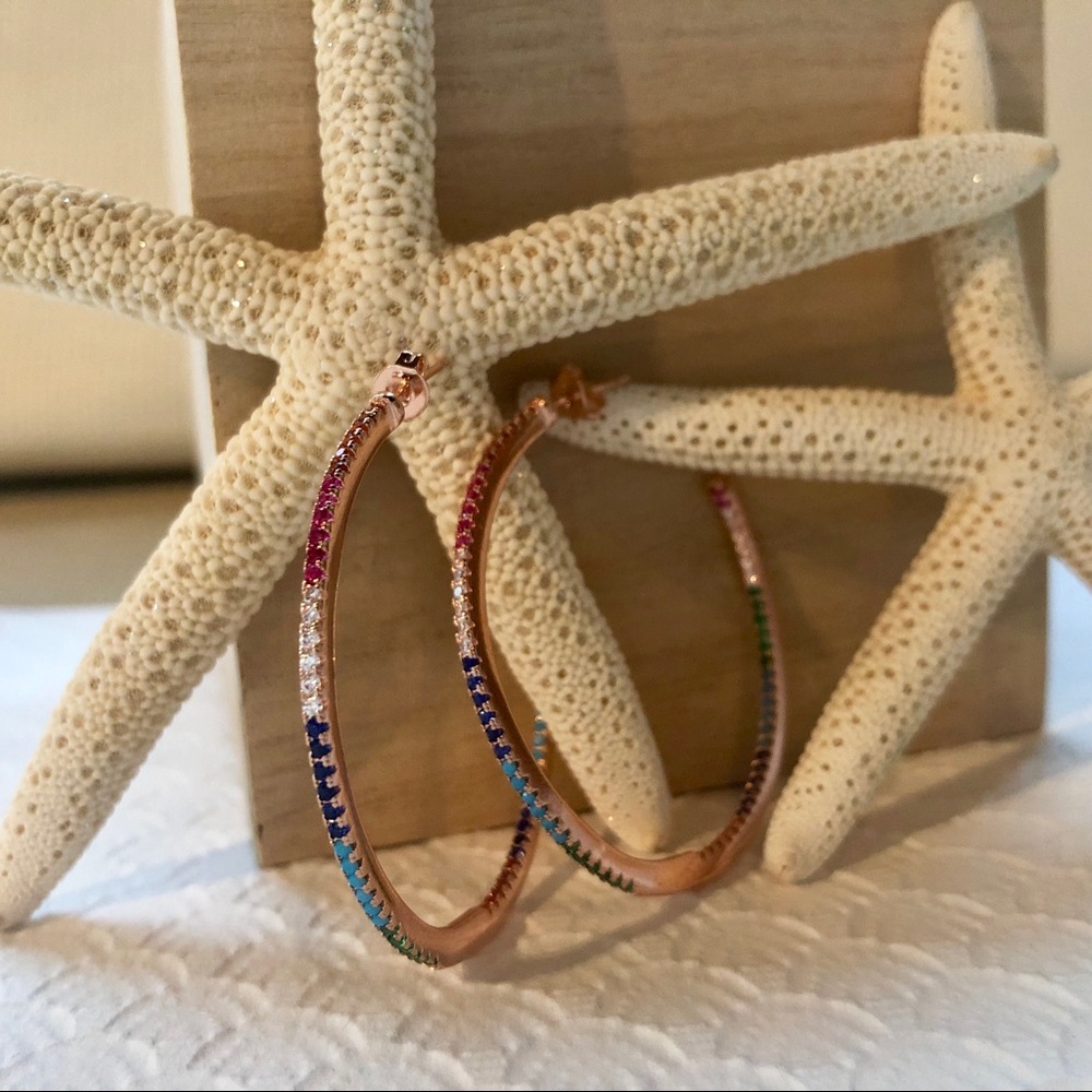 Multicolor Rose Gold Hoops